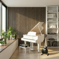 HOMCOM 47" x 24" Wood Panels for Wall, 4 Pack Acoustic Panels, Sound Absorbing Slat Wall for Wall Decor, Home, Walnut(m-2)