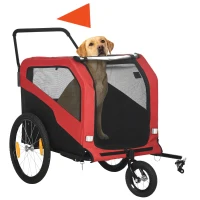 Aosom 2-in-1 Dog Bike Trailer for Large Dogs, Red(m-11)