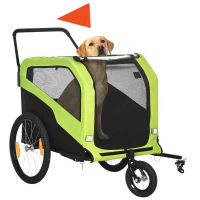 Aosom 2-in-1 Dog Bike Trailer for Large Dogs, Green(m-11)