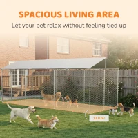 PawHut 19.7' x 7.5' x 7.5' Outdoor Dog Kennel for Large-Sized Dogs with Waterproof UV Resistant Roof, Silver(m-6)