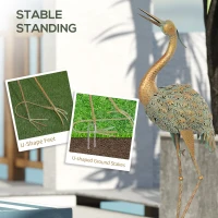 Outsunny Heron Garden Statue, Standing Lawn Ornament for Lawn Patio Backyard Decoration, 15.3"W x 6.7"D x 35.4"H Mixed Colour(m-6)