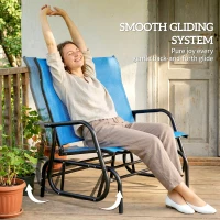 Outsunny Outdoor Glider Bench, Patio Glider for 2 Persons, Blue(m-4)