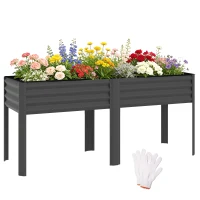 Outsunny Galvanized Raised Garden Bed with Legs, 71" x 22" x 31.5" Raised Planter Box with Reinforced Bars and Non-Woven Fabric(m-11)