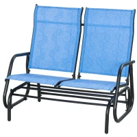Outsunny Outdoor Glider Bench, Patio Glider for 2 Persons, Blue(m-2)
