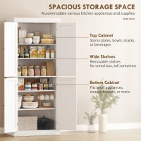 HOMCOM 72" Kitchen Cabinet, Pantry Storage Cabinet with Doors and Shelves, Freestanding Food Pantry Cabinet, White Wood Grain(m-4)