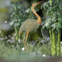 Outsunny Heron Garden Statue, Standing Lawn Ornament for Lawn Patio Backyard Decoration, 15.3"W x 6.7"D x 35.4"H Mixed Colour(m-7)