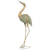 Outsunny Heron Garden Statue, Standing Lawn Ornament for Lawn Patio Backyard Decoration, 15.3"W x 6.7"D x 35.4"H Mixed Colour(m-2)