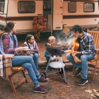 Outsunny Portable Charcoal BBQ Grill, Steel Outdoor Camp Picnic Cooker with Lid, Air Vents, Wheels and Storage Shelf, Black(m-8)