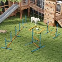 PawHut Dog Agility Training Equipment, 5PCS Dog Obstacle Course Starter Kit with Carrying Bag(m-8)