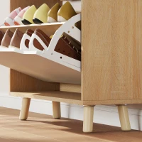 HOMCOM Narrow Shoe Cabinet for Entryway with 2 Flip Drawers, Top Drawer and Adjustable Shelves for 12 Pairs of Shoes, White(m-10)