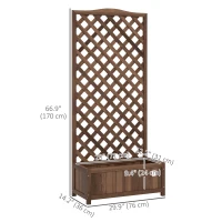 Outsunny Wood Planter with Trellis, Raised Garden Bed to Grow Vegetables for Backyard, 30" x 14" x 67", Dark Brown(m-3)