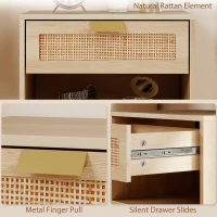 HOMCOM Floating Bedside Table Set of 2, Wall Mount Nordic Nightstands with Storage Drawer and Open Shelf for Bedroom, Oak(m-7)