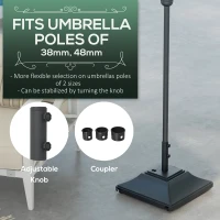 Outsunny Square Umbrella Base with Wheels, 99 lbs Water or 132 lbs Sand Filled, with Double Adjustable Knob, Black(m-4)