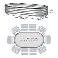 Outsunny 6' x 3' x 1' Large Outdoor Planter Box, Galvanized Raised Garden Bed with Metal Plant Stake, Silver(m-3)