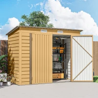 Outsunny 8 x 4FT Galvanized Garden Storage Shed, Metal Outdoor Shed with Double Doors and 2 Vents, Yellow(m-10)
