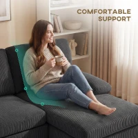 HOMCOM Sectional Sofa, U Shaped Couch with Double Chaise, Pillow-top Armrests and Spring Cushions, 2200lb Capacity, Dark Grey(m-5)