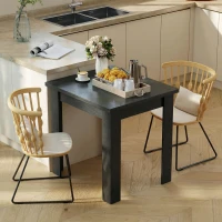 HOMCOM 55" Extendable Dining Table for 4-6 Person, Kitchen Table with PU Handle and Felt Pads for Small Spaces, Black(m-9)