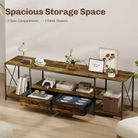 HOMCOM Industrial TV Stand for up to 60 Inch TV, TV Console with Charging Station and RGB LED Lights, Rustic Brown(m-6)