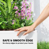 Outsunny Galvanized Raised Garden Bed Planter Box with Trellis for Climbing Plants, Vegetable, Vines, 24" x 9" x 44.5", White(m-6)