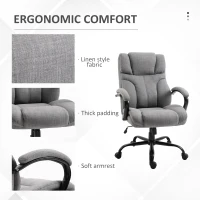Vinsetto 500lbs Big and Tall Office Chair with Wide Seat, Ergonomic Executive Computer Chair with Adjustable Height, Swivel Wheels and Linen Finish, Light Gray(m-9)