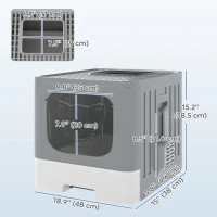 PawHut Foldable Cat Litter Box with Lid, Slide-Out Drawer, Scoop, Easy Clean, Odour Control, Anti-Splashing, Grey(m-3)