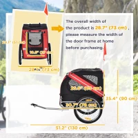 PawHut Dog Bike Trailer Pet Cart Bicycle Wagon Cargo Carrier Attachment for Travel Foldable - Red/ Black(m-3)