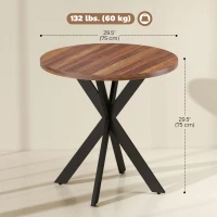 HOMCOM 29" Dining Table, Contemporary Round Kitchen Table with Steel Legs, Walnut(m-3)
