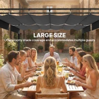 Outsunny 19' x 10' Pergola with Retractable Canopy, Patio Pergola with Sun Shade Shelter, UV50+, for Patio, Garden, Dark Grey(m-4)