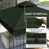 Outsunny 10' x 10' Gazebo Canopy Replacement Cover, 2-Tier Garden Gazebo Roof Replacement, UPF30+, TOP COVER ONLY, Green(m-5)