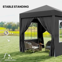 Outsunny 6.6'x6.6' Pop Up Canopy Tent with Sidewalls, Instant Sun Shelter Camping Gazebo with Carry Bag, Black(m-6)