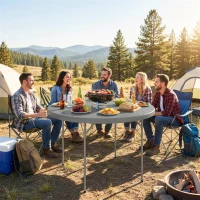 Outsunny 4ft Plastic Folding Picnic Table, Camping Table with Anti-Slip Foot Pads, Indoor Outdoor for Beach, BBQ, Grey(m-8)