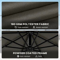 Outsunny 11.3 ft Cantilever Patio Umbrella with Light, Cover, Aluminium UPF50+ Offset Outdoor Umbrella Parasol, Dark Grey(m-9)
