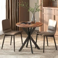 HOMCOM 29" Dining Table, Contemporary Round Kitchen Table with Steel Legs, Walnut(m-8)