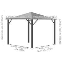 Outsunny 10' x 10' Patio Gazebo Outdoor Aluminum Frame Canopy Shelter with Curtains, Vented Roof for Garden, Lawn, Backyard and Deck, Grey(m-3)
