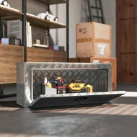 HOMCOM Heavy Duty Aluminum Truck Bed Tool Box, 36 Inch Wavy Plate Tool Box Chest, Waterproof Storage Toolbox Chest Organizer(m-8)