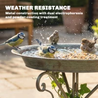 Outsunny 30" Tall Bird Bath with Bird Statue and Decorative Stand, Freestanding Vintage Garden BirdBath Bowl Pedestal(m-6)