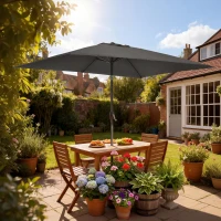 Outsunny 6.5x10ft Patio Umbrella, Rectangle Market Umbrella, Dark Grey(m-8)