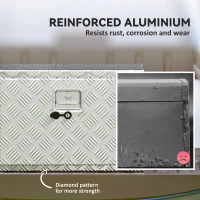 HOMCOM 24 Inch Truck Bed Tool Box, Heavy Duty Aluminum Tool Box, Storage Toolbox Chest Organizer with Lock and Keys(m-4)