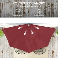 Outsunny 9ft Half Round Umbrella Outdoor Patio Garden Balcony Parasol Window Sun Shade w/ 5 Ribs Wine Red(m-6)