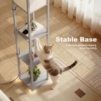 HOMCOM 3-Tier Floor Lamp, Standing Reading Light with Storage Shelves for Living Room, Bedroom, or Dining Room, Grey(m-4)