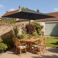 Outsunny 6.5x10ft Patio Umbrella, Rectangle Market Umbrella, Black(m-1)