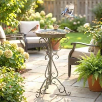 Outsunny 30" Tall Bird Bath with Bird Statue and Decorative Stand, Freestanding Vintage Garden BirdBath Bowl Pedestal(m-8)