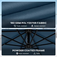 Outsunny 11.3 ft Cantilever Patio Umbrella with Light, Cover, Aluminium UPF50+ Offset Outdoor Umbrella Parasol, Navy Blue(m-9)