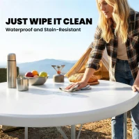 Outsunny 4ft Plastic Folding Picnic Table, Camping Table with Anti-Slip Foot Pads, Indoor Outdoor for Beach, BBQ, White(m-6)