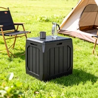 Outsunny 32 Gallon Deck Box, Resin Outdoor Storage Box with Handles, Waterproof and UV Resistant Storage Container(m-10)