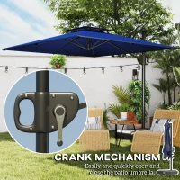 Outsunny Square Cantilever Patio Umbrella, Double Top Patio Hanging Offset Umbrella with Crank & Tilt, 8' x 9', Dark Blue(m-7)