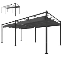 Outsunny 19' x 10' Pergola with Retractable Canopy, Patio Pergola with Sun Shade Shelter, UV50+, for Patio, Garden, Dark Grey(m-2)