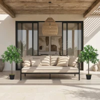 Outsunny 3FT Artificial Laurel Tree Set of 2, Lifelike Fake Plant with 564 Leaves, Potted Fake Plant for Home Office Decor, Green(m-6)