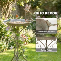 Outsunny 30" Tall Bird Bath with Bird Statue and Decorative Stand, Freestanding Vintage Garden BirdBath Bowl Pedestal(m-5)