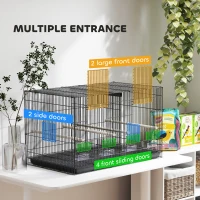 PawHut 18" H Bird Cage, Large Parakeet Cage for Budgie, Lovebird, Canary, Finches with Divider, Black(m-6)